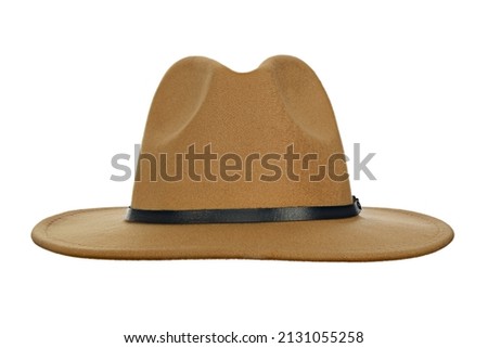 Unisex Wide Brim Fedora Hats with Belt Buckle Panama Trilby Hat Royalty-Free Stock Photo #2131055258