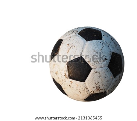 a single dirty football on a white background