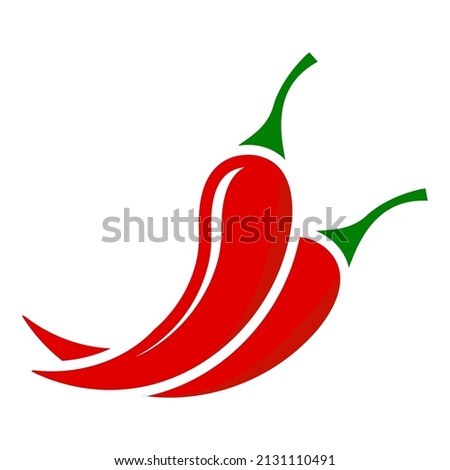 Red hot chili pepper icon on white background Royalty-Free Stock Photo #2131110491