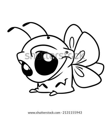 Small insect butterfly sitting character illustration cartoon coloring