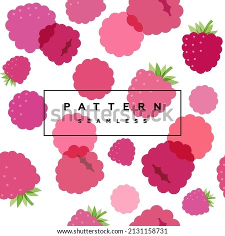 Raspberry seamless pattern. Fruits and berries background. Transparent berries, fruits and frame with text is on separate layer. Label and packaging simple design. Royalty-Free Stock Photo #2131158731