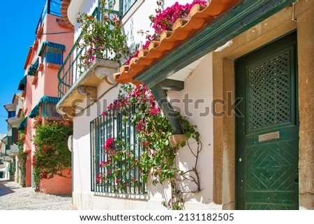 Scenic Cascais streets in historic center. Royalty-Free Stock Photo #2131182505