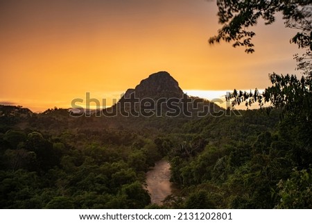 golden twilight on the loksado hills of south kalimantan Royalty-Free Stock Photo #2131202801