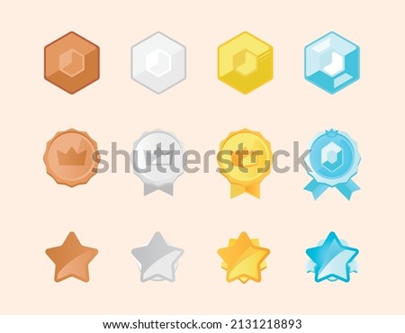 Simple loyalty badge icon design for membership, loyalty program, ranking, award for mobile or desktop application in vector. Available in bronze, silver, gold and diamond version respectively