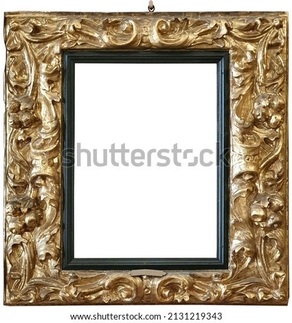 Rococo gold frame isolated on white