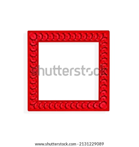 Red colorful picture frame isolated on white background , clipping path