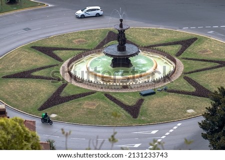 Roundabout with fountain in the middle