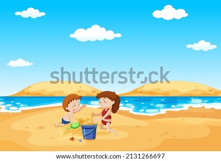 Scene with people on the beach illustration