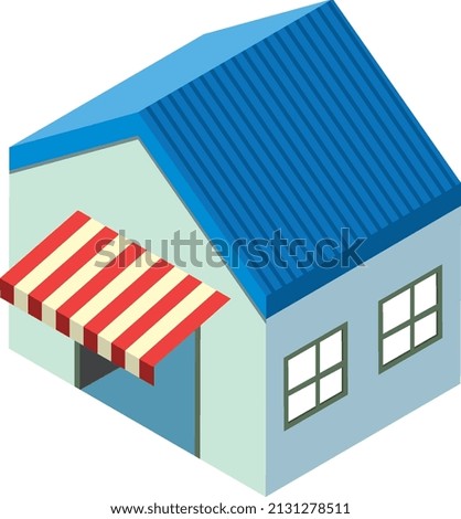 Isometric retail building on white background illustration