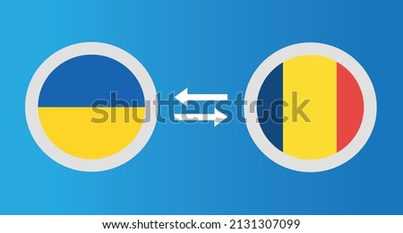 round icons with Ukraine and Chad flag exchange rate concept graphic element Illustration template design

