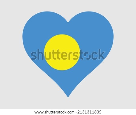 Palau Heart Flag. Palauan Love Shape Country Nation National Flag. Republic of Palau Banner Icon Sign Symbol. EPS Vector Illustration.