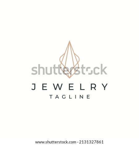 Luxurious jewelry with line art style logo icon design template. Elegant, gold, flat vector Royalty-Free Stock Photo #2131327861