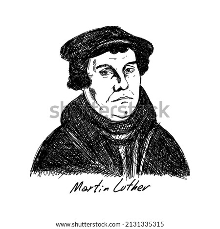 Martin Luther (1483-1546) was a German professor of theology, composer, priest, monk, and a seminal figure in the Protestant Reformation. Christian figure. Royalty-Free Stock Photo #2131335315