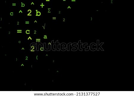 Dark Green vector template with math simbols. Abstract illustration with colored algebra signs. Template for cell phone backgrounds.