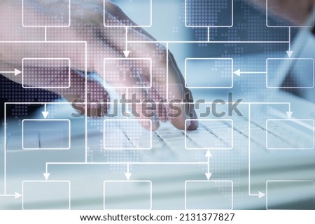 Virtual screen Mindmap or Organigram. Business process. Relations of order or subordination between members Royalty-Free Stock Photo #2131377827