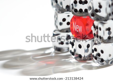 Red Dice Standing out from the crowd, New concept.