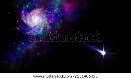 Dramatic Space Colorful and amazing Star Universe. Background for your content like as video, gaming, broadcast, streaming, promotion, advertise, presentation, sport, marketing, webinar, education etc Royalty-Free Stock Photo #2131406355