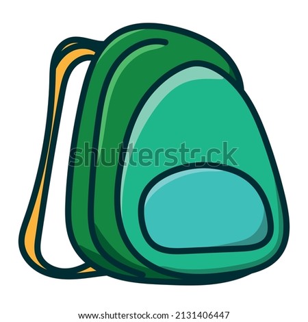 Backpack Colored Doodle Vector Illustration. Isolated on a white background. Hand drawn, comic, outline.