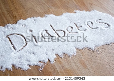Diabetes written with white sugar 