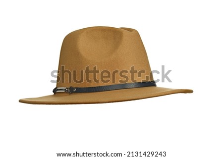 Unisex Wide Brim Fedora Hats with Belt Buckle Panama Trilby Hat Royalty-Free Stock Photo #2131429243