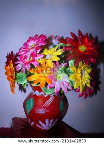 Mix plastic flower image stock photo