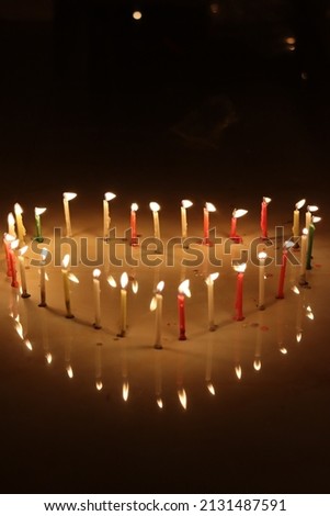 Candle light, Love shape picture