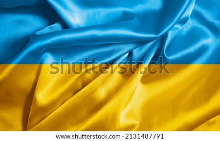 flag ukraine silk background, texture close national