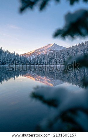 Mountain Lake at Sunrise with glow
