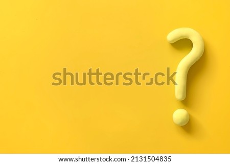 Yellow question mark on orange background. 3d model, mock-up of interrogation point with copy space. Important  information, dispute, hesitation concept. Royalty-Free Stock Photo #2131504835