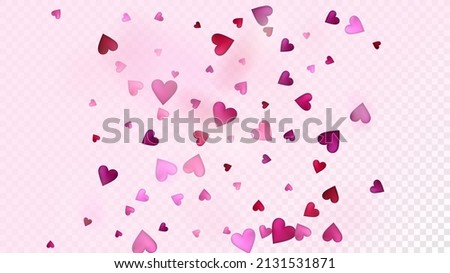 Red, Pink Hearts Vector Confetti. Valentines Day Tender Pattern. Luxury Gift, Birthday Card, Poster Background Valentines Day Decoration with Falling Down Hearts Confetti. Beautiful Pink Sparkles