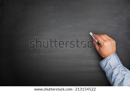 Hand on Empty Blackboard 