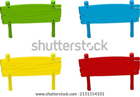 Set of wooden sign banner in different color illustration
