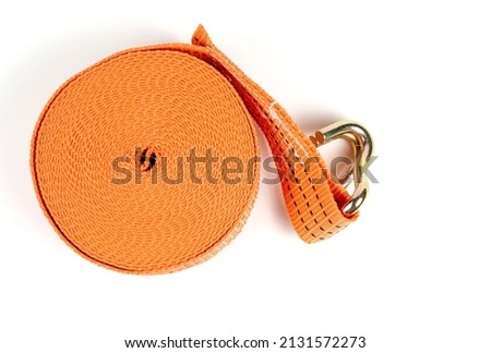 Ratchet straps for cargo load control. Cargo restraint strap Royalty-Free Stock Photo #2131572273