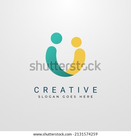 Creative community logo concept. Smile and partnership icon combination  Royalty-Free Stock Photo #2131574259