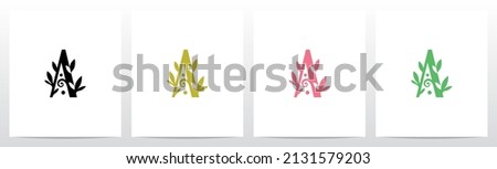 Leaves Sprout Dots On Letter Logo Design A