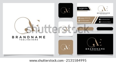 Initial letter AE luxury Logo design with business card design Royalty-Free Stock Photo #2131584995