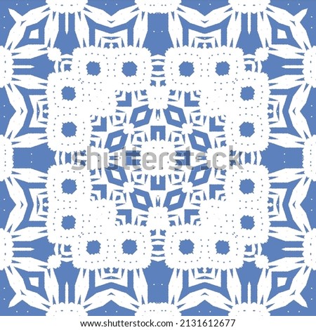 Antique portuguese azulejo ceramic. Original design. Vector seamless pattern theme. Blue floral and abstract decor for scrapbooking, smartphone cases, T-shirts, bags or linens.