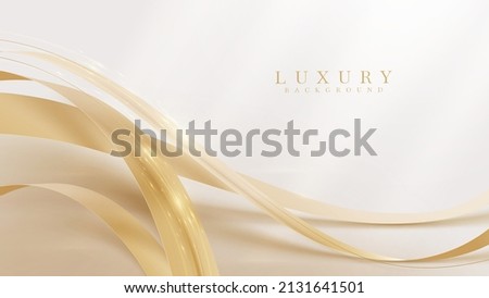 Elegant background with golden ribbon elements and glitter light effect decoration. Royalty-Free Stock Photo #2131641501