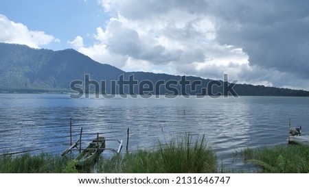 view near of beautiful lake in the afternoon