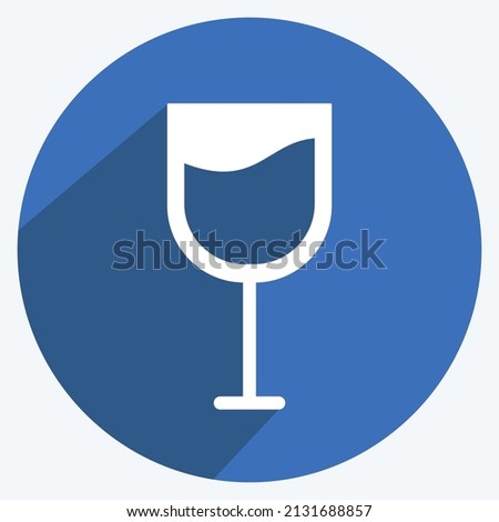 Goblet Icon in trendy long shadow style isolated on soft blue background