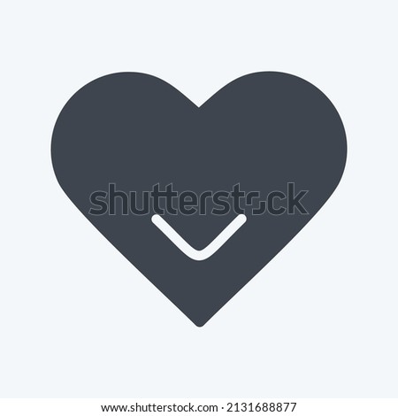 Single Heart Icon in trendy glyph style isolated on soft blue background