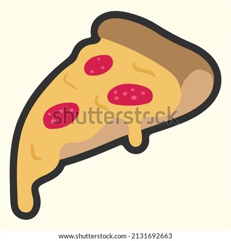  pizza color stroke vector art