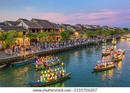 Hoi An, Vietnam : Panorama Aerial view of Hoi An ancient town, UNESCO world heritage, at Quang Nam province. Vietnam. Hoi An is one of the most popular destinations in Vietnam Royalty-Free Stock Photo #2131706207