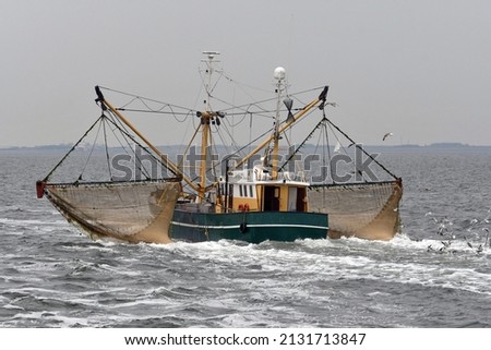 shrimp cutter at the wadden sea Royalty-Free Stock Photo #2131713847