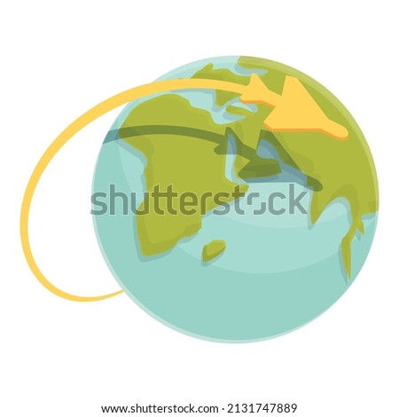 Business planet trip icon cartoon vector. World travel. Earth map