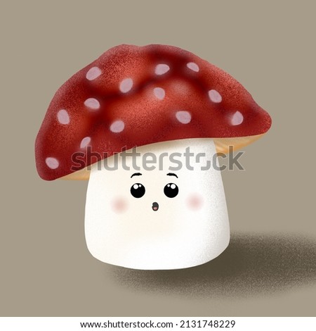 Drawn stylized mushroom. Idea for prints and stickers.