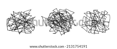 Hand drawn doodle set with abstract tangled scribbles. Vector random chaotic lines. Scribbles collection.