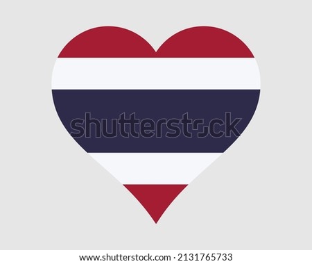 Thailand Heart Flag. Thai Love Shape Country Nation National Flag. Kingdom of Thailand Banner Icon Sign Symbol. EPS Vector Illustration.