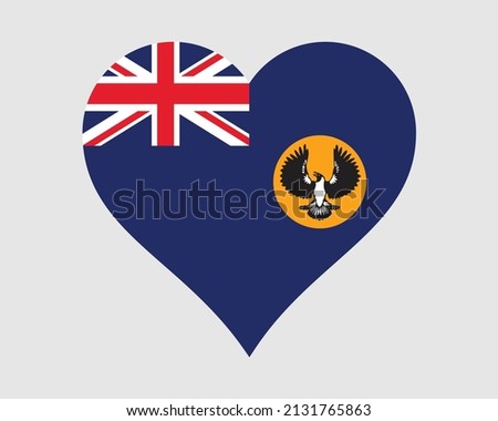 South Australia Heart Flag. SA Australia Love Shape Flag. Australian State Banner Icon Sign Symbol Clipart. EPS Vector Illustration.