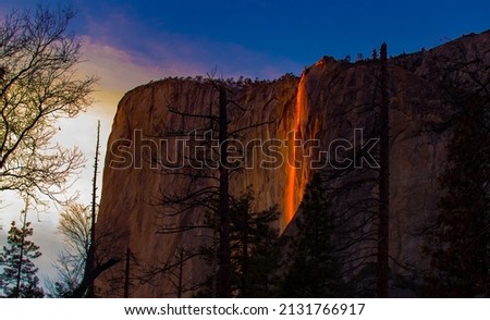 The view of Horsetail Fall, located in Yosemite National Park in California  Royalty-Free Stock Photo #2131766917
